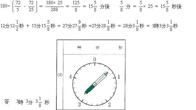 時計算長針と短針の動く角度