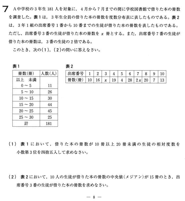 茨城県立高校数学入試問題