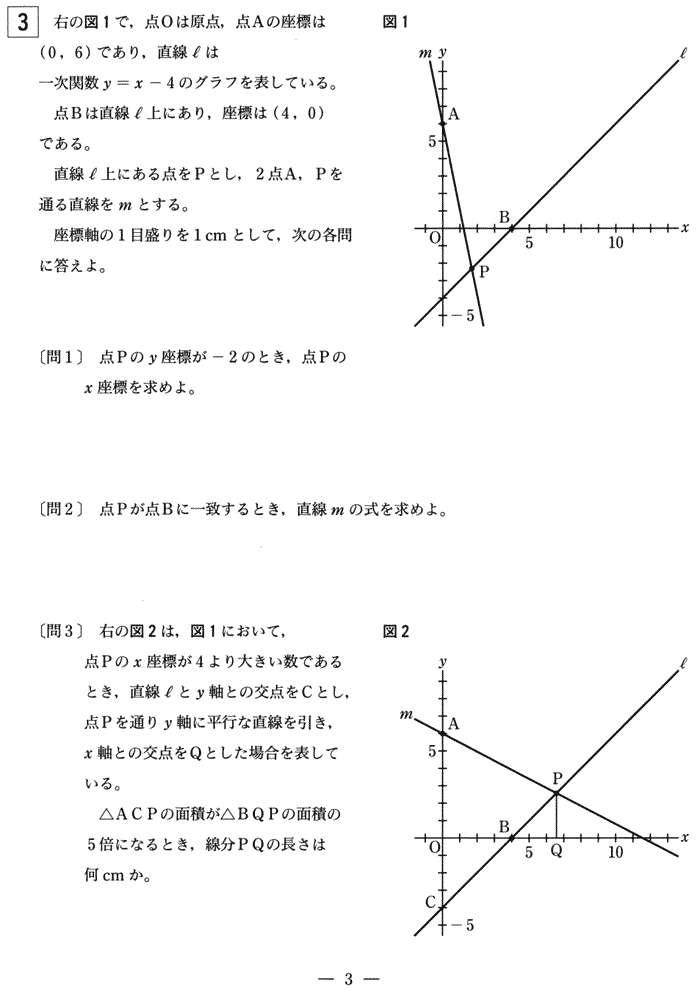 都立高校数学入試問題関数