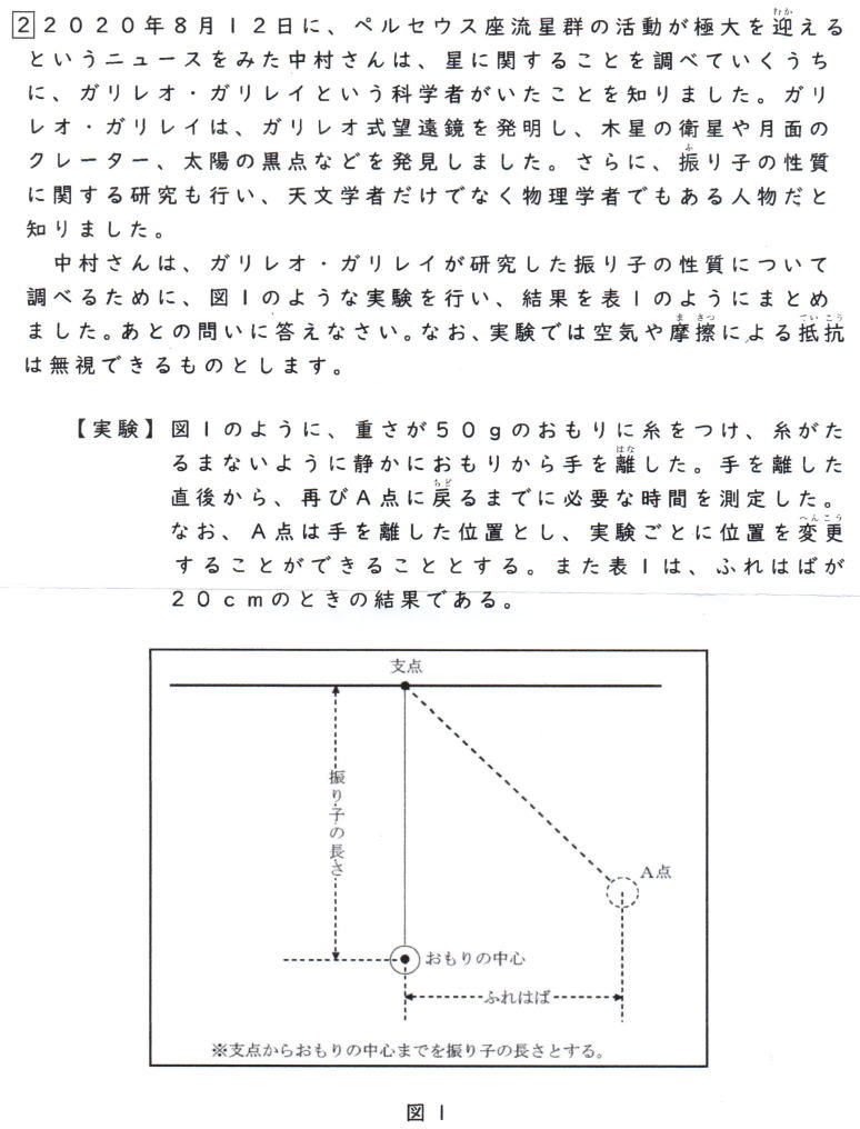 中村中学理科入試問題解説解答