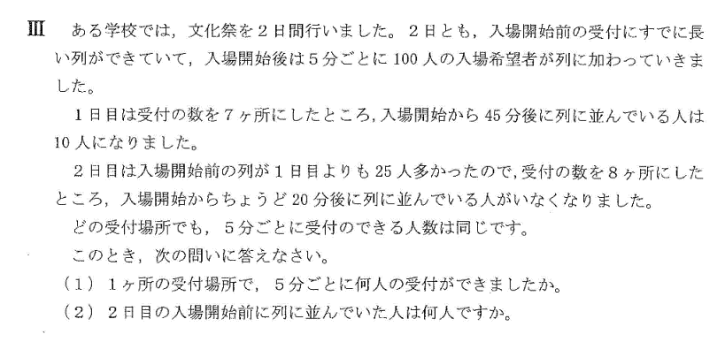 桜蔭中学算数入試問題ニュートン算