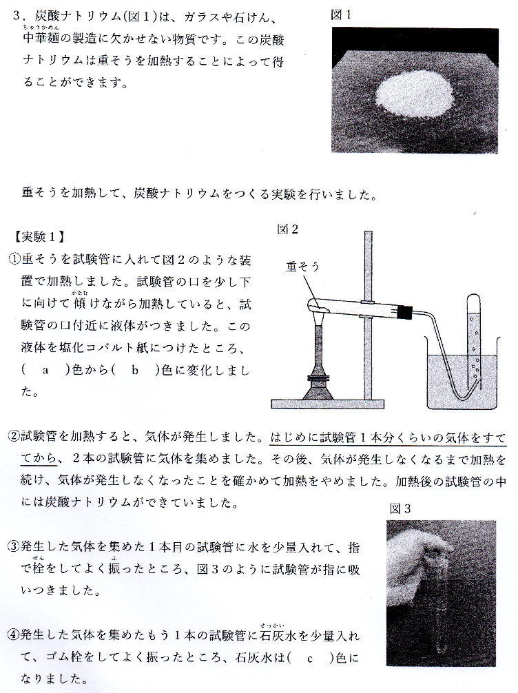 鷗友学園女子中学理科入試問題解答