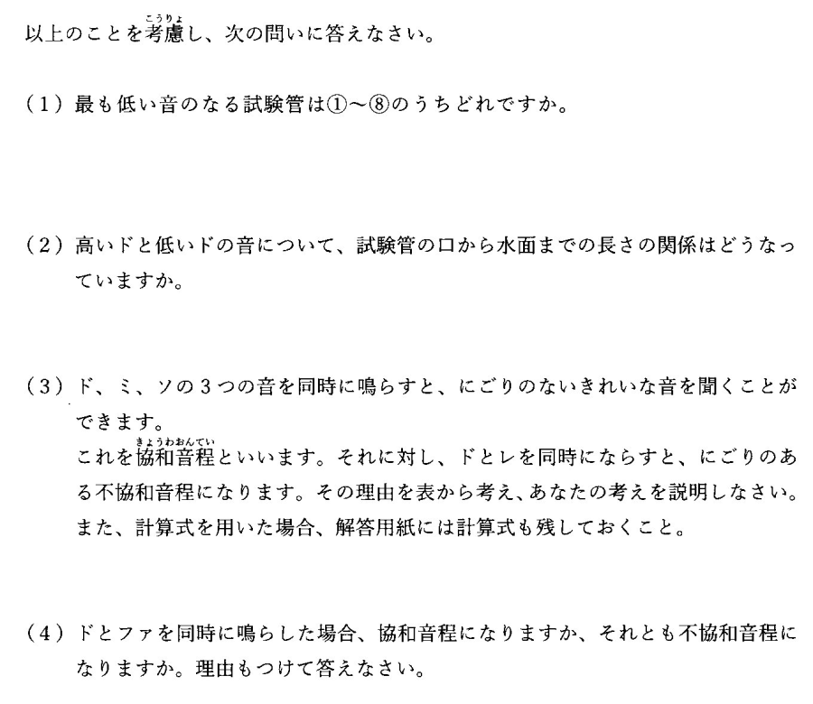 中学受験理科波長と音程