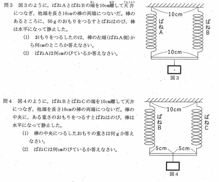 中学受験理科ばねの伸びとつり合い解説